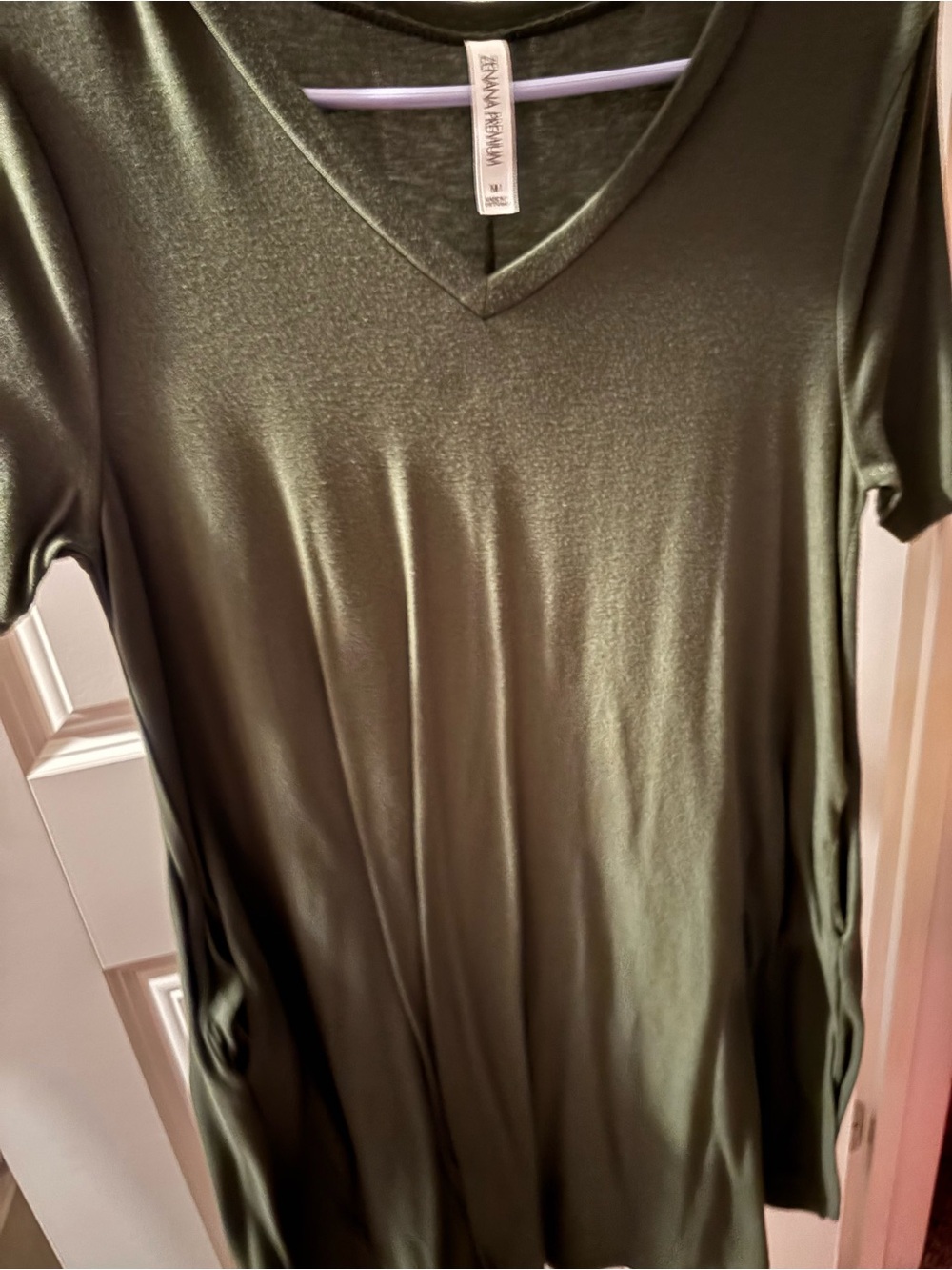 Women’s Olive Green V-Neck Dress